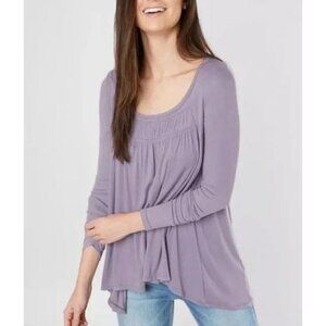Free People Top Womens Medium Purple Love Valley Tunic Pleated Flowy Boho